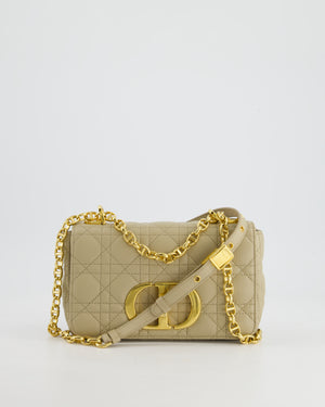 Christian Dior Beige Caro Flap Bag In Supple Cannage Calfskin and Gold Hardware RRP £3,150