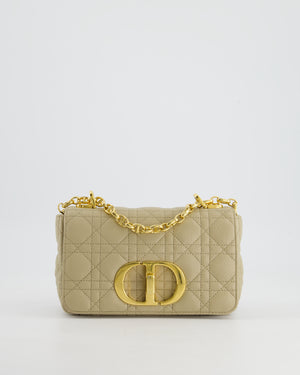 Christian Dior Beige Caro Flap Bag In Supple Cannage Calfskin and Gold Hardware RRP £3,150