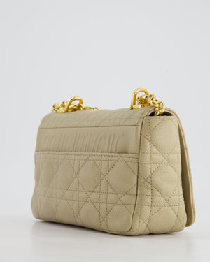 Christian Dior Beige Caro Flap Bag In Supple Cannage Calfskin and Gold Hardware RRP £3,150