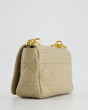 Christian Dior Beige Caro Flap Bag In Supple Cannage Calfskin and Gold Hardware RRP £3,150