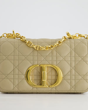 Christian Dior Beige Caro Flap Bag In Supple Cannage Calfskin and Gold Hardware RRP £3,150