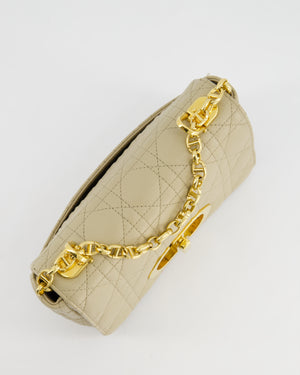 Christian Dior Beige Caro Flap Bag In Supple Cannage Calfskin and Gold Hardware RRP £3,150