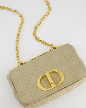 Christian Dior Beige Caro Flap Bag In Supple Cannage Calfskin and Gold Hardware RRP £3,150