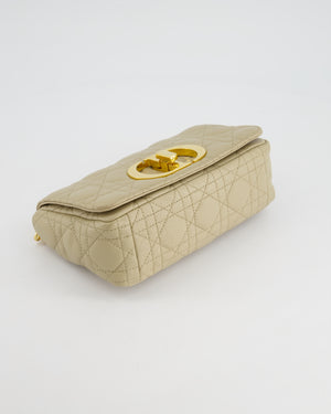 Christian Dior Beige Caro Flap Bag In Supple Cannage Calfskin and Gold Hardware RRP £3,150