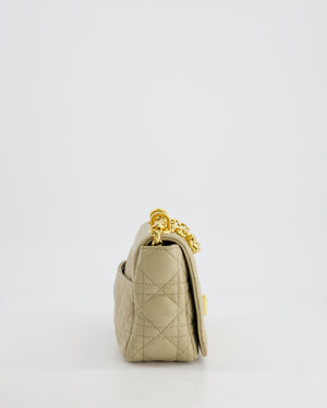 Christian Dior Beige Caro Flap Bag In Supple Cannage Calfskin and Gold Hardware RRP £3,150