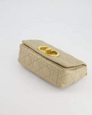 Christian Dior Beige Caro Flap Bag In Supple Cannage Calfskin and Gold Hardware RRP £3,150