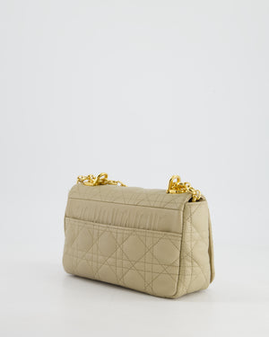 Christian Dior Beige Caro Flap Bag In Supple Cannage Calfskin and Gold Hardware RRP £3,150