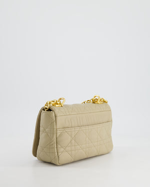 Christian Dior Beige Caro Flap Bag In Supple Cannage Calfskin and Gold Hardware RRP £3,150