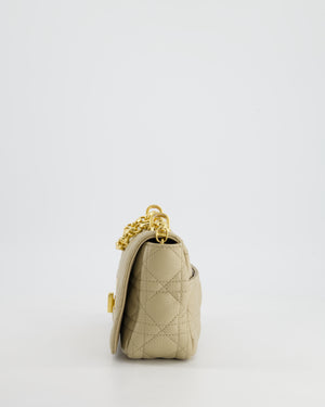 Christian Dior Beige Caro Flap Bag In Supple Cannage Calfskin and Gold Hardware RRP £3,150