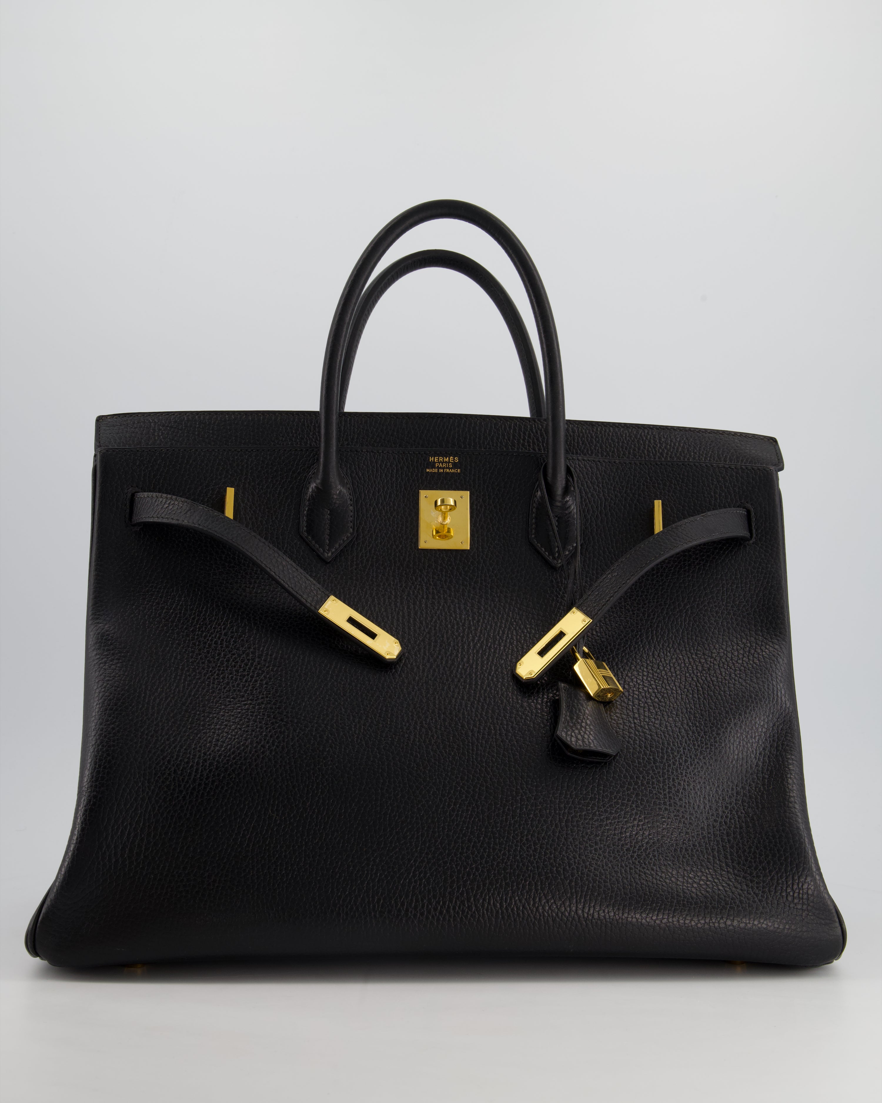 Hermes birkin black with gold hardware best sale