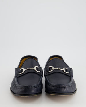 Gucci Navy Horsebit Leather Loafers Size EU 42.5