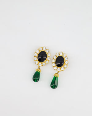 Chanel 94P 24K Gold Crystal and Gripoix Glass Clip-on Earrings