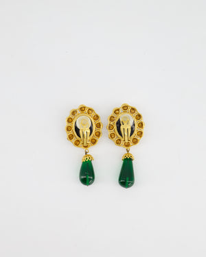 Chanel 94P 24K Gold Crystal and Gripoix Glass Clip-on Earrings