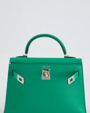 *SUPER HOT* Hermès Mini Kelly II 20cm Bag in Menthe Chèvre Mysore Leather with Palladium Hardware