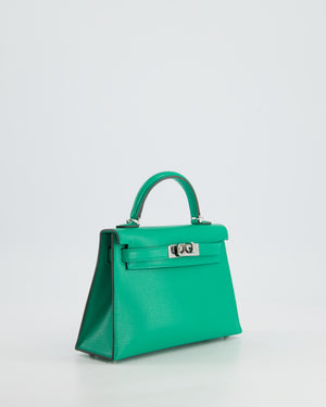 *SUPER HOT* Hermès Mini Kelly II 20cm Bag in Menthe Chèvre Mysore Leather with Palladium Hardware