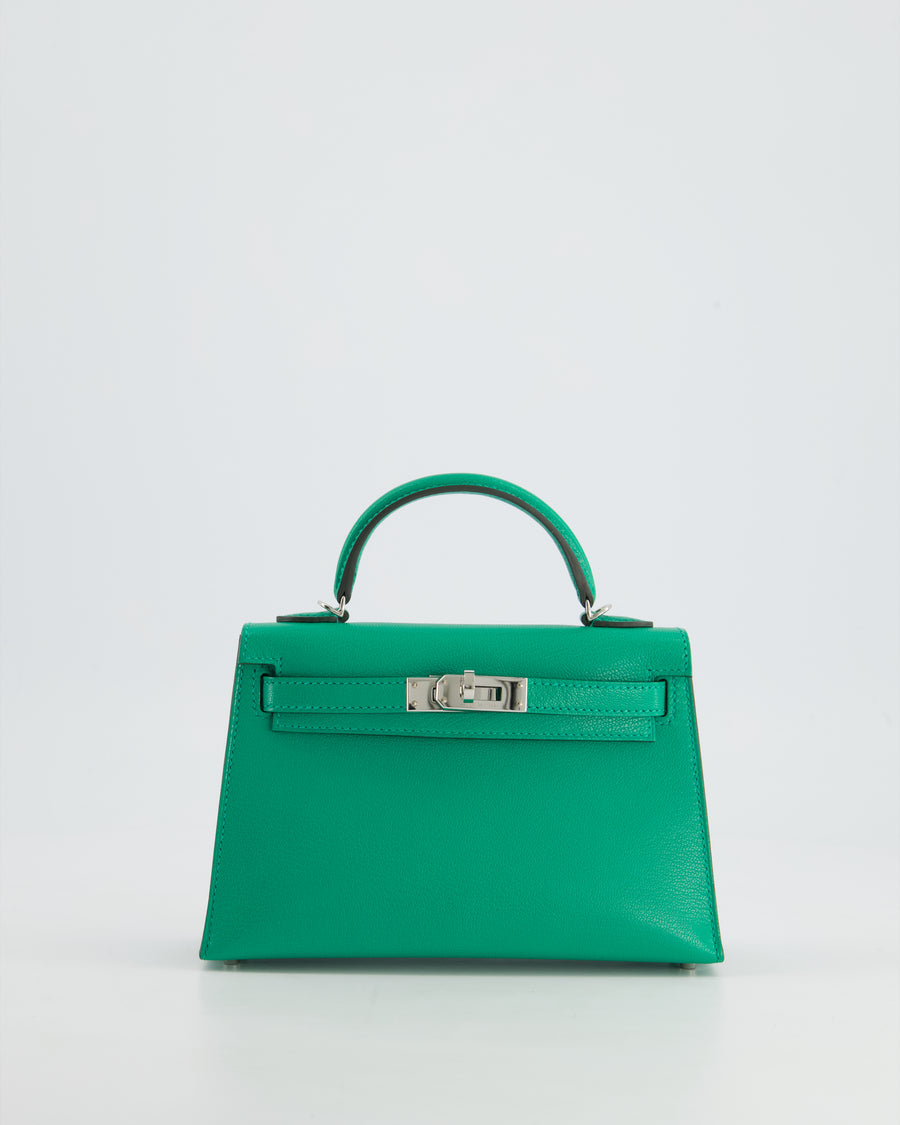 *SUPER HOT* Hermès Mini Kelly II 20cm Bag in Menthe Chèvre Mysore Leather with Palladium Hardware