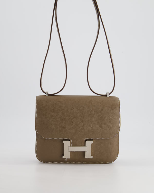 *FIRE PRICE* Hermès Constance III Mini 18cm Bag in Etoupe Epsom Leather with Palladium Hardware