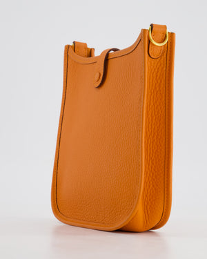 *HOT* Hermès Mini Evelyne Bag in Orange Clemence Leather with Gold Hardware