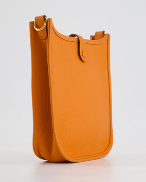 *HOT* Hermès Mini Evelyne Bag in Orange Clemence Leather with Gold Hardware