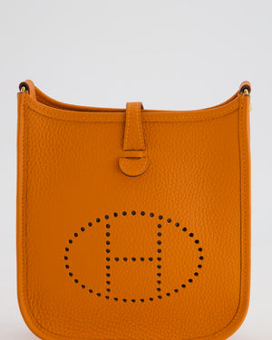 *HOT* Hermès Mini Evelyne Bag in Orange Clemence Leather with Gold Hardware