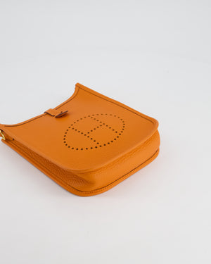 *HOT* Hermès Mini Evelyne Bag in Orange Clemence Leather with Gold Hardware