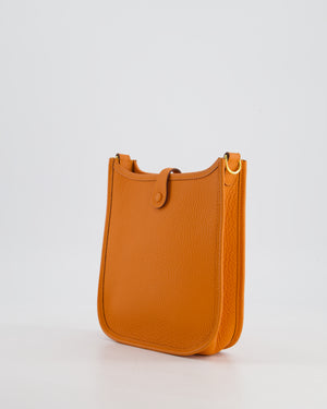 *HOT* Hermès Mini Evelyne Bag in Orange Clemence Leather with Gold Hardware