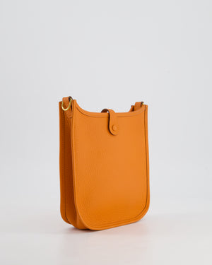 *HOT* Hermès Mini Evelyne Bag in Orange Clemence Leather with Gold Hardware