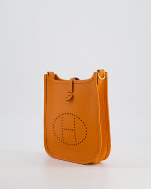 *HOT* Hermès Mini Evelyne Bag in Orange Clemence Leather with Gold Hardware