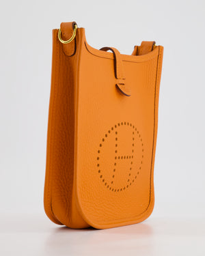 *HOT* Hermès Mini Evelyne Bag in Orange Clemence Leather with Gold Hardware