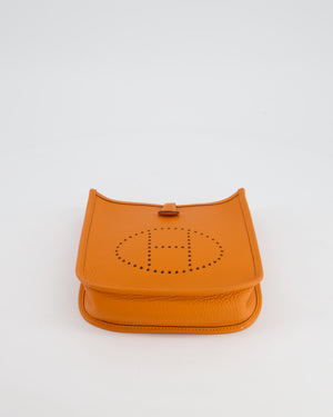 *HOT* Hermès Mini Evelyne Bag in Orange Clemence Leather with Gold Hardware