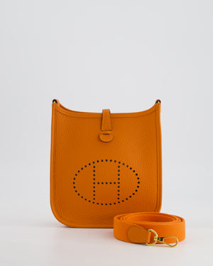 *HOT* Hermès Mini Evelyne Bag in Orange Clemence Leather with Gold Hardware