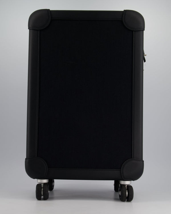 Hermès Rolling Mobility Suitcase in Noir Regate, Canvas and Aluminium Hardware.