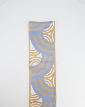 Chanel Gold, Cream and Blue Silk Camelia Printed Scarf