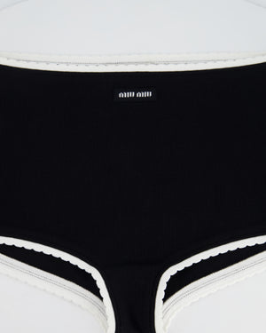 Miu Miu Black Ribbed Knit Panties Size M (UK 10) RRP £ 400