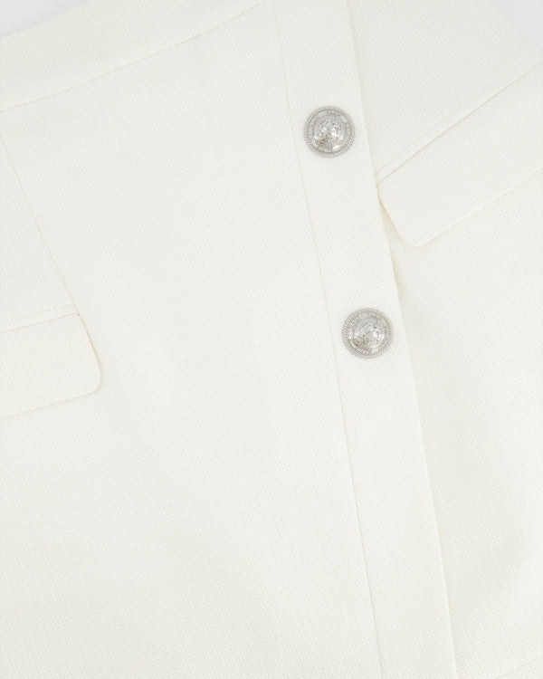 Balmain White Mini Skirt with Silver Button Details Size FR 36 (UK 8)