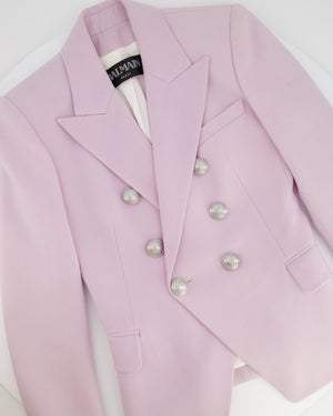 Balmain Lilac Wool Blazer Jacket with Silver Buttons Size FR 34 (UK 6)