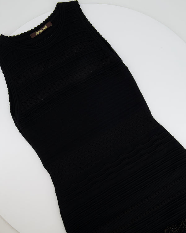 Roberto Cavalli Black Mini Dress with Gold Thread Detailing Size IT 42 (UK 10)