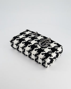 Christian Dior Black and White Tweed Houndstooth Medium Lady D-Joy Bag with Ruthenium Hardware RRP £3,800