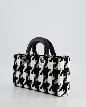 Christian Dior Black and White Tweed Houndstooth Medium Lady D-Joy Bag with Ruthenium Hardware RRP £3,800