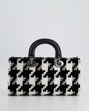 Christian Dior Black and White Tweed Houndstooth Medium Lady D-Joy Bag with Ruthenium Hardware RRP £3,800