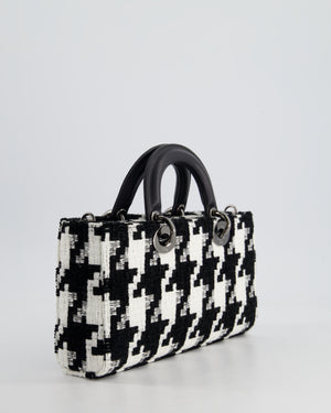 Christian Dior Black and White Tweed Houndstooth Medium Lady D-Joy Bag with Ruthenium Hardware RRP £3,800