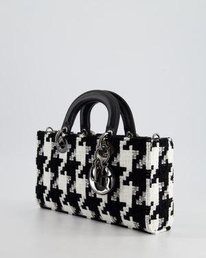 Christian Dior Black and White Tweed Houndstooth Medium Lady D-Joy Bag with Ruthenium Hardware RRP £3,800