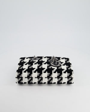 Christian Dior Black and White Tweed Houndstooth Medium Lady D-Joy Bag with Ruthenium Hardware RRP £3,800