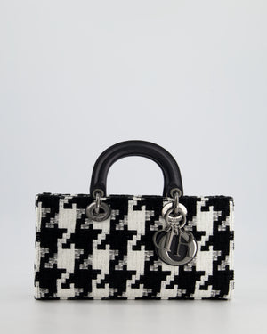 Christian Dior Black and White Tweed Houndstooth Medium Lady D-Joy Bag with Ruthenium Hardware RRP £3,800