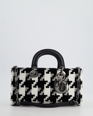 Christian Dior Black and White Tweed Houndstooth Medium Lady D-Joy Bag with Ruthenium Hardware RRP £3,800