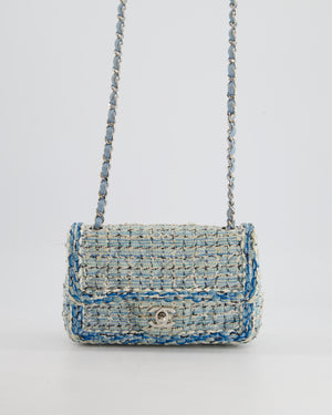 Chanel Mini Rectangular Bag in Blue, Celeste & White Tweed with Silver Hardware