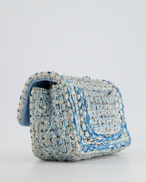 Chanel Mini Rectangular Bag in Blue, Celeste & White Tweed with Silver Hardware