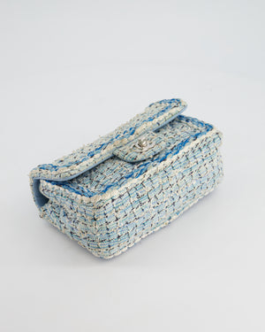 Chanel Mini Rectangular Bag in Blue, Celeste & White Tweed with Silver Hardware