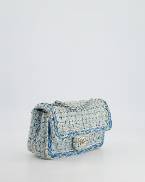 Chanel Mini Rectangular Bag in Blue, Celeste & White Tweed with Silver Hardware