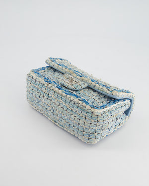 Chanel Mini Rectangular Bag in Blue, Celeste & White Tweed with Silver Hardware